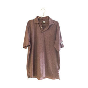 Footjoy FJ Men's Maroon Short Sleeve Button Up Golf Polo Shirt Size Large